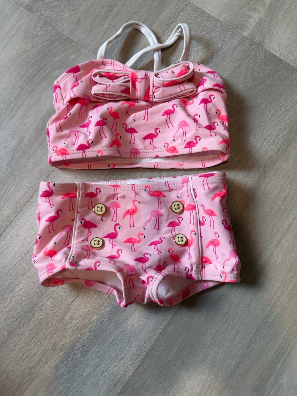 Janie and Jack Pink Flamingo Two-Piece Swim Set 6-12 months